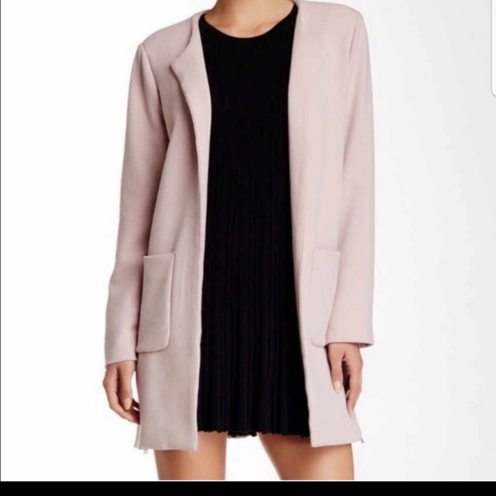 Pink Side Zippers Long Coat